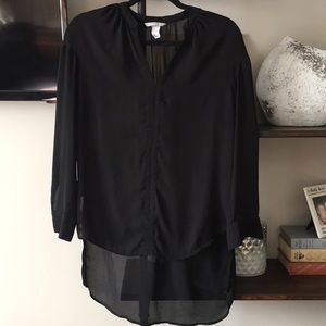 H&M sheer black hi-lo blouse